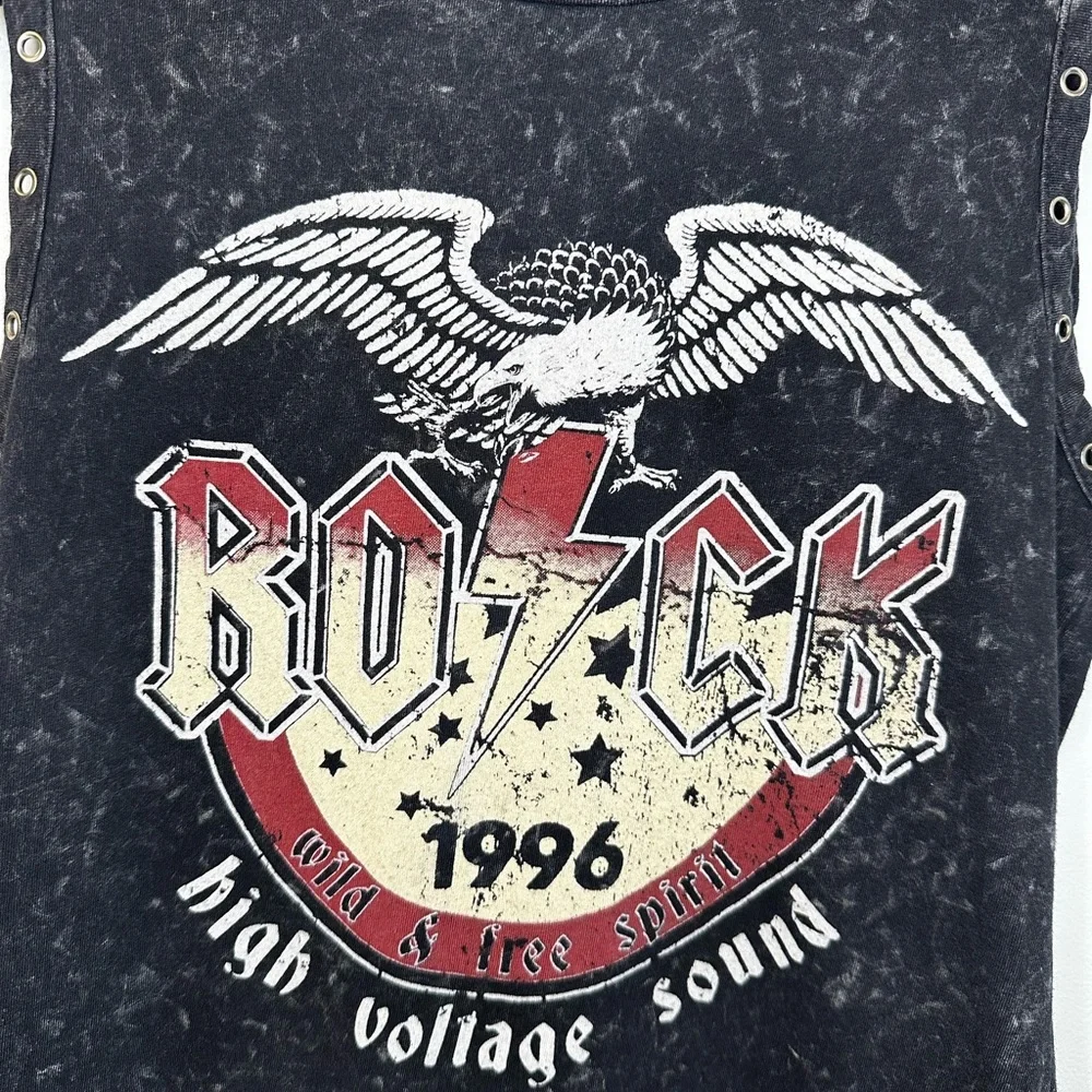 Rock Graphic Sleeveless Top - Black - Picture 2 of 5